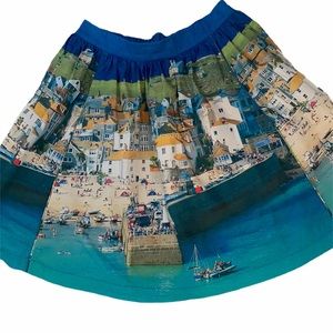 Boden Florence Waterfront Scene Circle Skirt